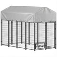 Load image into Gallery viewer, 8' x 4' x 6' Outdoor Dog Kennel, Welded Wire Dog Kennel Outside Run with 360° Rotating Bowls, Waterproof & UV Resistant Cover, for S&M&L Breeds, Chickens, Ducks, Sliver