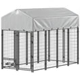 Load image into Gallery viewer, 8' x 4' x 6' Outdoor Dog Kennel, Welded Wire Dog Kennel Outside Run with 360° Rotating Bowls, Waterproof & UV Resistant Cover, for S&M&L Breeds, Chickens, Ducks, Sliver
