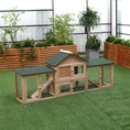 Load image into Gallery viewer, Wooden Rabbit Hutch with Double Runs 83"x18"x33" Natural
