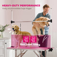 Load image into Gallery viewer, 42" Foldable Dog Grooming Table Adjustable Pet Cat Drying Beauty Table Rubber Top with 2 Loops Storage Basket Metal Pink