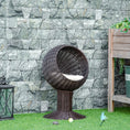 Load image into Gallery viewer, PawHut Elevated Cat Bed with Rotatable Egg Chair Pod, Cat Basket Bed with Thick Cushion, Natural Mat Grass Woven Kitty House, Coffee