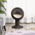 Load image into Gallery viewer, PawHut Elevated Cat Bed with Rotatable Egg Chair Pod, Cat Basket Bed with Thick Cushion, Natural Mat Grass Woven Kitty House, Coffee