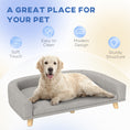 Load image into Gallery viewer, PawHut Dog Sofa Couch, Pet Bed with Comfortable Luxury Cushion, Washable Cover, Wooden Legs, Anti-slip Mat for Large Dogs, Cats, Kittens, Gray