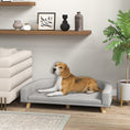 Load image into Gallery viewer, PawHut Dog Sofa Couch, Pet Bed with Comfortable Luxury Cushion, Washable Cover, Wooden Legs, Anti-slip Mat for Large Dogs, Cats, Kittens, Gray
