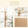 Load image into Gallery viewer, PawHut Floor-to-Ceiling Cat Tree Cat Climbing Tower with Sisal-Covered Scratching Posts Natural Cat Tree Activity Center for Kittens Cat Tower Furniture, Light brown