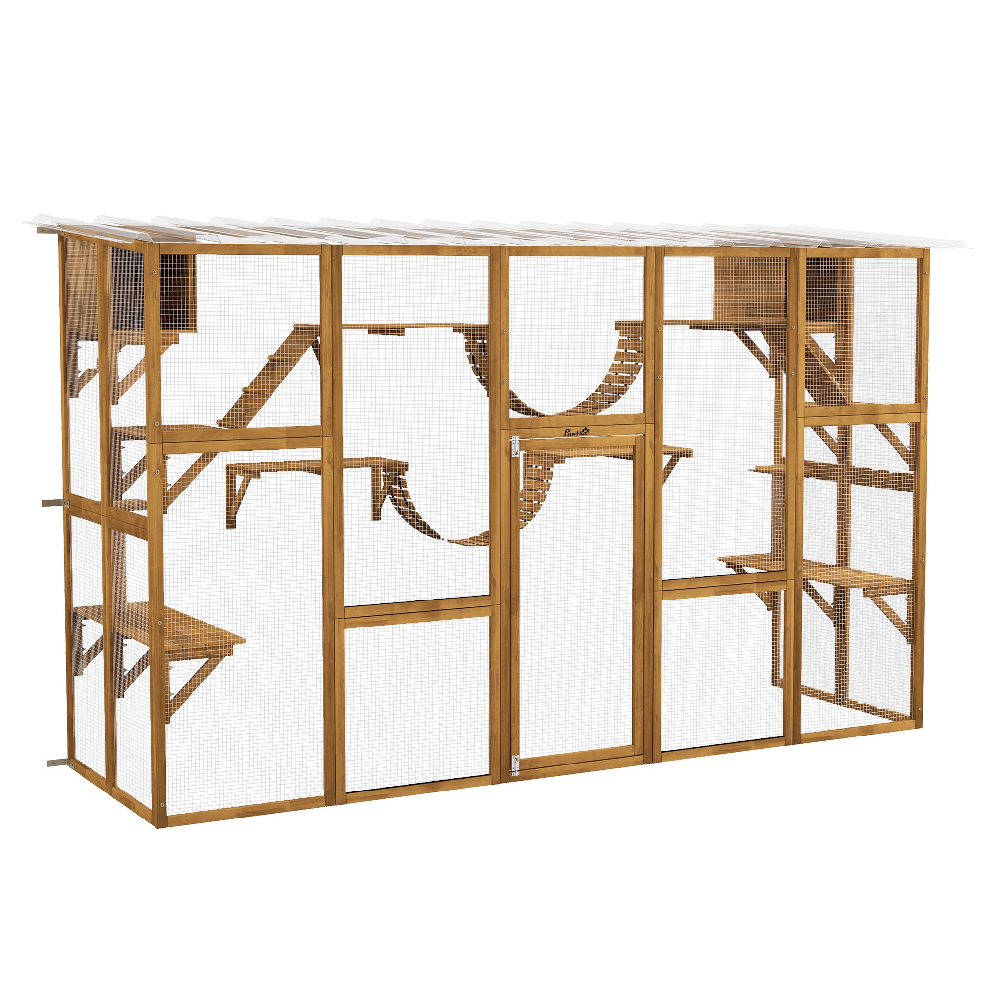 PawHut Outdoor Catio Enclosure with Weatherproof Roof, Shelves