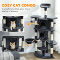 Load image into Gallery viewer, Cat Tree, 62" Multi-Level Cat Tower with Scratching Posts, 2 Condos, Hammock, Perches, Plush, Pompoms, for Indoor Kittens Playing, Resting, Sleeping, Dark Grey