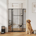 Load image into Gallery viewer, 53.1" Tall Pet Gate with Cat Door, 32"-42.5" Wide Adjustable Pressure Mounted Dog Gate for Doorways, Hallways, Stairs, Includes 2 Extensions, No Drilling, Black
