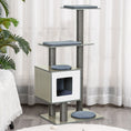 Load image into Gallery viewer, 47" Wood Cat Tree, Cat Condo Tower with Scratching Post, Toy Ball, Grey