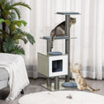 Load image into Gallery viewer, 47" Wood Cat Tree, Cat Condo Tower with Scratching Post, Toy Ball, Grey
