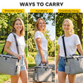 Load image into Gallery viewer, Dog Travel Bag, Dog Walking Bag with Multiple Pockets, Two Food Containers and Silicone Collapsible Bowl, Treat Pouch Bag for Cat Puppy Picnic Camping, Light Grey