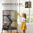 Load image into Gallery viewer, 47"H Ferret Cage, Large 4-Tier Guinea Pig Cage with Wheels, Ramps, Bowl, Water Bottle & Removable Tray, Metal Small Animal Habitat for Rabbits, Chinchillas, Black
