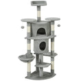 Load image into Gallery viewer, Cat Tree, 62" Multi-Level Cat Tower with Scratching Posts, 2 Condos, Hammock, Perches, Plush, Pompoms, for Indoor Kittens Playing, Resting, Sleeping, Light Grey