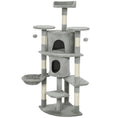 Load image into Gallery viewer, Cat Tree, 62" Multi-Level Cat Tower with Scratching Posts, 2 Condos, Hammock, Perches, Plush, Pompoms, for Indoor Kittens Playing, Resting, Sleeping, Light Grey