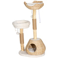 Load image into Gallery viewer, PawHut Cat Tree for Indoor Cats, 41" Wooden Cat Tower with 2 Real Branch Cat Scratching Posts, Luxury Cat Condo, Cat Beds & Toy Balls, Kitten Activity Center & Cat Furniture, Cream White