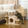 Load image into Gallery viewer, Pet Stairs, Adjustable Height 3 Step/4 Step Cat Steps with Jute Cat Scratching Post, Condo, Toy Ball for High Bed, Sofa, Couch, for Indoor Small Kittens, Beige