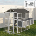 Load image into Gallery viewer, 77" Large Chicken Coop for 6-8 Chickens, Outdoor Wooden Hen House Poultry Cage with Run, 3 Nesting Boxes, Waterproof Roof, Removable Tray, Ramp for Farm Backyard, Gray