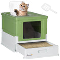 Load image into Gallery viewer, PawHut Fully Enclosed Cat Litter Box with Scoop, Hooded Cat Litter House with Drawer Type Tray, Foldable Smell Proof Cat Potty with Front Entry, Top Exit, Large Space, Yellowish Green