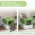 Load image into Gallery viewer, Cat Litter Tray with Hood Enclosed Cat Litter Box Pet Toilet w/ Lid, Scoop, Front Entry, 47.5 x 35.5 x 36.7cm - Light Green