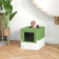 Load image into Gallery viewer, Cat Litter Tray with Hood Enclosed Cat Litter Box Pet Toilet w/ Lid, Scoop, Front Entry, 47.5 x 35.5 x 36.7cm - Light Green
