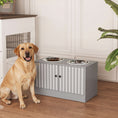 Load image into Gallery viewer, Elevated Dog Bowls with Storage Cabinet, Raised Dog Bowl Stand, Pet Feeding Station with Slow Feeder & Non-Slip, for Large Pets, Gray