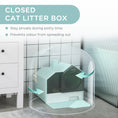Load image into Gallery viewer, Hooded Cat Litter Tray with Scoop, Cat Litter Box with Drawer Pan, Handle, Deodorants, Hut Design, Front Entrance, 47 x 45 x 42cm - Light Blue