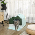 Load image into Gallery viewer, Hooded Cat Litter Tray with Scoop, Cat Litter Box with Drawer Pan, Handle, Deodorants, Hut Design, Front Entrance, 47 x 45 x 42cm - Light Blue