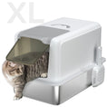 Load image into Gallery viewer, PawHut Stainless Steel Cat Litter Box, Extra Large 2 in 1 Kitty Litter Box with Removable Lid & Scoop, Filter Bags, High Enclosure, Metal Litter Box Pan for Small to Large Cats, Easy to Clean, White