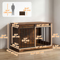 Charger l'image dans la visionneuse de la galerie, Dog Crate Furniture, 100 cm Wooden Dog Kennel Indoor Double Door with Sliding Barn Door, Decorative Pet Kennel End Side Table for Large Breeds, Tiger Wood Grain, Black