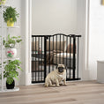 Load image into Gallery viewer, Pressure Fit Dog Stair Gate No Drilling Safety Gate Auto Close for Doorways, Hallways, 74-94cm Adjustable, 78cm Tall, Black