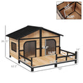 Load image into Gallery viewer, PawHut Dog House Outdoor, Wooden Dog Kennel Weatherproof with Porch, Double Room, Openable Roof, Removable Bottom, Elevated Floor, for Small to Medium Dogs, Natural