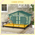 Load image into Gallery viewer, PawHut Dog House Outdoor, Wooden Dog Kennel Weatherproof with Porch, Double Room, Openable Roof, Removable Bottom, Elevated Floor, for Small to Medium Dogs, Natural