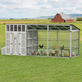 Load image into Gallery viewer, 212"L Large Chicken Coop for 10-15 Hens, Walk-in Outdoor Chicken House with Run, Nesting Box, Waterproof Roof, Perches, Wooden Hen House Poultry Cage for Ducks, Rabbits, Light Gray