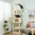 Load image into Gallery viewer, Cat Tree, 202cm Large Cat Tower for Indoor Kittens with 6 Scratching Posts, 2 Condos, 2 Perches, 2 Hammocks, Pompoms, Multi-Level Plush Kitty Activity Centre for Rest and Play, Beige