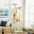 Load image into Gallery viewer, Cat Tree, 202cm Large Cat Tower for Indoor Kittens with 6 Scratching Posts, 2 Condos, 2 Perches, 2 Hammocks, Pompoms, Multi-Level Plush Kitty Activity Centre for Rest and Play, Beige