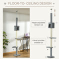 Load image into Gallery viewer, 4-Tier Floor to Ceiling Cat Tree, Tall Cat Tower with Scratching Post, Plush Padding, Toy Ball, Cat Condo for Indoor Cats, Light Grey