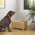 Load image into Gallery viewer, PawHut Elevated Dog Bowls, 14" H Raised Dog Bowl Stand with Removable Slow Feeder Dog Bowl, 2 Stainless Steel Food Water Bowls, Storage for Small Medium Large Dogs, Oak