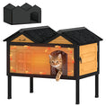 Load image into Gallery viewer, Outdoor Cat House Wooden with Removable Liner, Raised Cat Shelter Outdoor Indoor, Weatherproof Asphalt Roof, Wide Side Cleaning Door, PVC Curtain, 1 Cat up to 10 kg