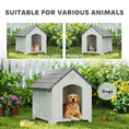 Charger l'image dans la visionneuse de la galerie, Large Plastic Dog House Outdoor Indoor, Water Resistant Puppy Shelter with Base Support, Air Vents, Elevated Floor, for Medium Large Pets, 34.6" L x 31.1" W x 35" H