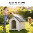 Charger l'image dans la visionneuse de la galerie, Large Plastic Dog House Outdoor Indoor, Water Resistant Puppy Shelter with Base Support, Air Vents, Elevated Floor, for Medium Large Pets, 34.6" L x 31.1" W x 35" H