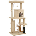 Load image into Gallery viewer, Cat Tree for Indoor Kittens, 132cm Cat Tower with Scratching Posts and Pad, Bed, House, Jumping Platform, Grooming Brush, Toy Balls, Anti-Tip Kit, Cat Climbing Frame, Beige