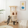 Load image into Gallery viewer, Cat Tree for Indoor Kittens, 132cm Cat Tower with Scratching Posts and Pad, Bed, House, Jumping Platform, Grooming Brush, Toy Balls, Anti-Tip Kit, Cat Climbing Frame, Beige