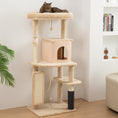 Load image into Gallery viewer, Cat Tree for Indoor Kittens, 132cm Cat Tower with Scratching Posts and Pad, Bed, House, Jumping Platform, Grooming Brush, Toy Balls, Anti-Tip Kit, Cat Climbing Frame, Beige