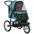 Load image into Gallery viewer, 3 Wheels Pet Stroller, Foldable Dog Stroller with Adjustable Canopy, Safety Tether, Cushion, Storage Basket, Portable Jogger for Small and Medium Dogs and Cats, Dark Green