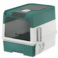 Load image into Gallery viewer, Cat Litter Box with Lid, Hooded Cat Litter Box with Pull-Out Drawer Tray, Scoop, Front Entry & Top Exit, 4 Deodorization Bags, Easy to Clean, Teal