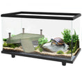 Load image into Gallery viewer, Turtle Tank, 28L Glass Turtle Aquarium with Basking Platform, Ramp, Easy Drainage, Strip Patch Thermometer, for Small Turtles, 45 x 25 x 29cm