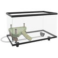Load image into Gallery viewer, Turtle Tank, 28L Glass Turtle Aquarium with Basking Platform, Ramp, Easy Drainage, Strip Patch Thermometer, for Small Turtles, 45 x 25 x 29cm