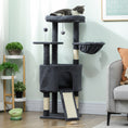 Charger l'image dans la visionneuse de la galerie, Cat Tree, 47 Inch Cat Tower with Large Cozy Condo, Hammock, Bed, Ladder, Toy Balls, Sisal Scratching Posts, for Indoor Kittens, Dark Grey