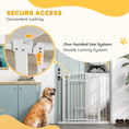 Load image into Gallery viewer, PawHut Pet Gate Indoor with Cat Door, 30"-41" Dog Gate, Extra Wide Walk Through Puppy Gate, 3-Inch and 5.5-Inch Extension Kits, Pressure or Hardware Mounted for Stairway, Doorway, Hallway, 37" High