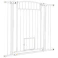 Load image into Gallery viewer, PawHut Pet Gate Indoor with Cat Door, 30"-41" Dog Gate, Extra Wide Walk Through Puppy Gate, 3-Inch and 5.5-Inch Extension Kits, Pressure or Hardware Mounted for Stairway, Doorway, Hallway, 37" High